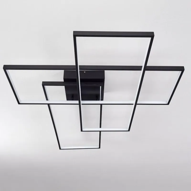 hofstein Plafonnier Ghana LED Noir, 1 lumière, Télécommandes