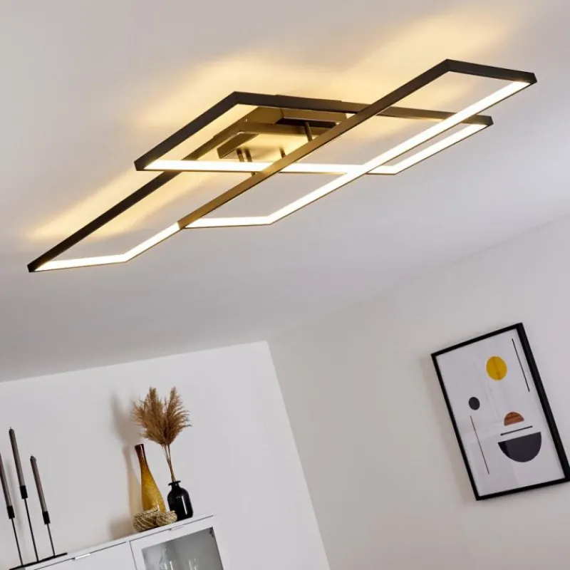 hofstein Plafonnier Ghana LED Noir, 1 lumière, Télécommandes