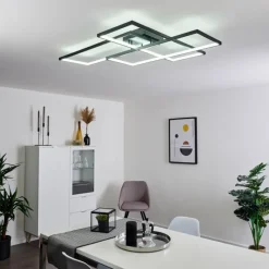 hofstein Plafonnier Ghana LED Noir, 1 lumière, Télécommandes