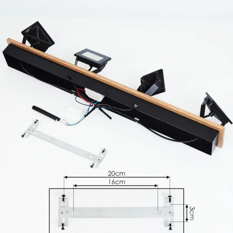 hofstein Plafonnier Giresta LED Bois foncé, Noir, 4 lumières