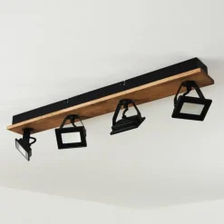 hofstein Plafonnier Giresta LED Bois foncé, Noir, 4 lumières