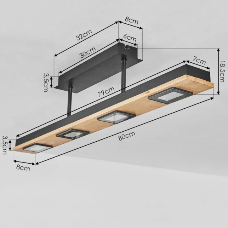 hofstein Plafonnier Giresta LED Noir, 4 lumières