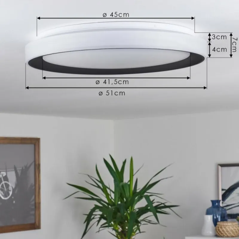 hofstein Plafonnier Gladstone LED Noir, Blanc, 1 lumière, Télécommandes