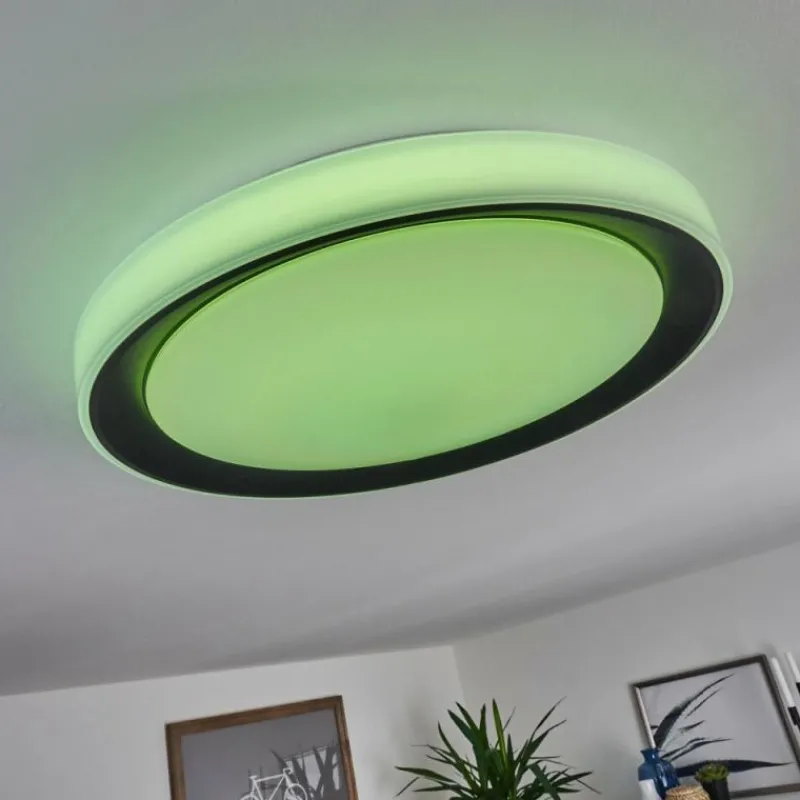 hofstein Plafonnier Gladstone LED Noir, Blanc, 1 lumière, Télécommandes