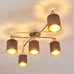 Lampes En Tissu-hofstein Plafonnier Glane Nickel mat, 5 lumières