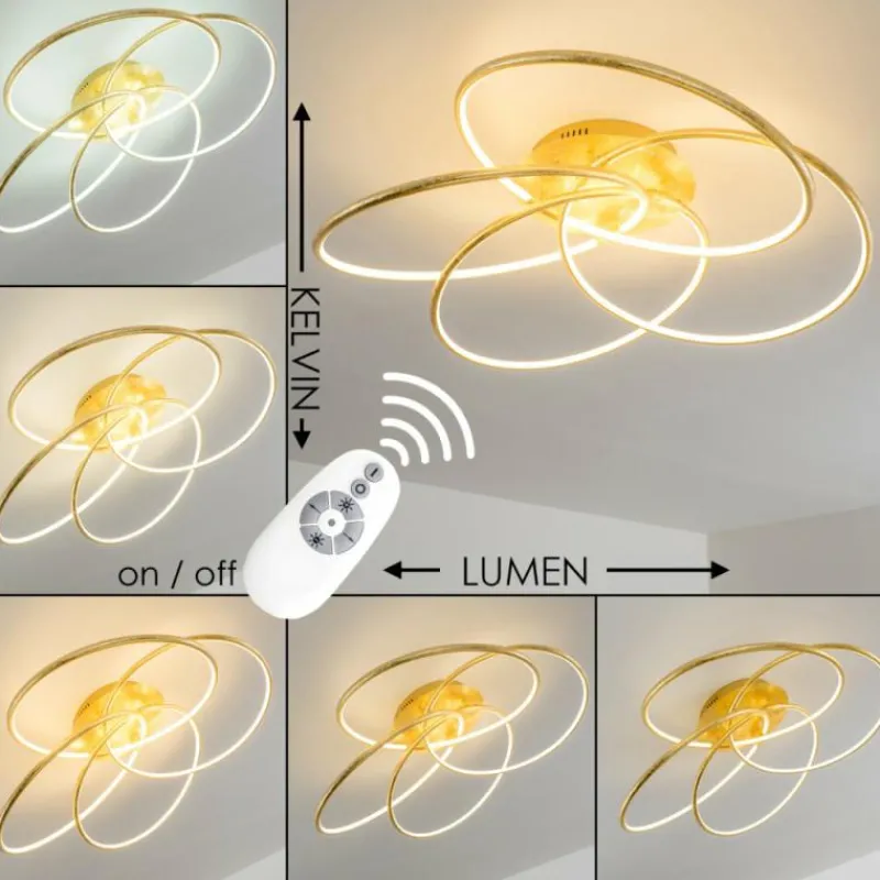 Lampes Dorées-hofstein Plafonnier Glen LED Or, 1 lumière, Télécommandes