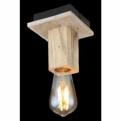 Lampes Vintages & Rétros-Luminaires Globo Lighting Plafonnier Globo ADALIE Bois clair, Noir, 1 lumière