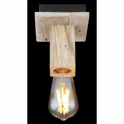 Lampes Vintages & Rétros-Luminaires Globo Lighting Plafonnier Globo ADALIE Bois clair, Noir, 1 lumière