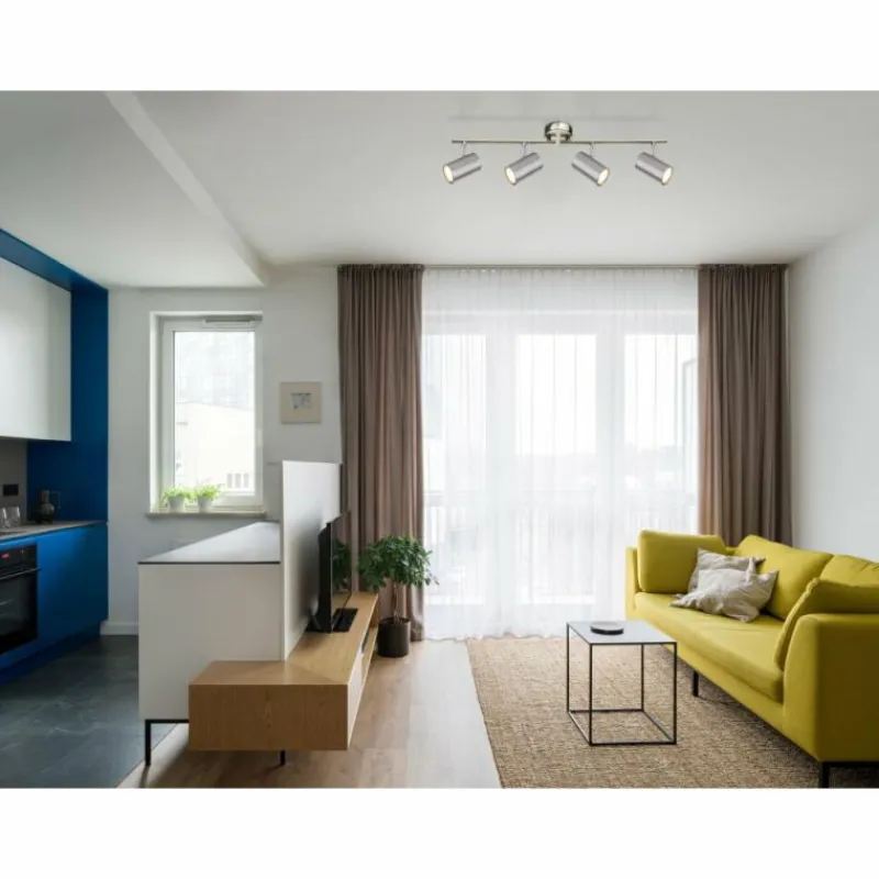 Luminaires Globo Lighting Plafonnier Globo ALLVI Nickel mat, 4 lumières* Spots Et Projecteurs