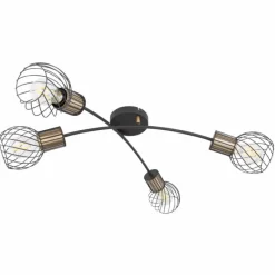 Lampes Dorées-Luminaires Globo Lighting Plafonnier Globo ARGUSTO Noir, 4 lumières