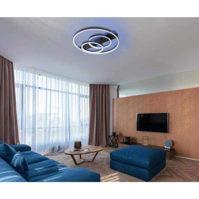 Luminaires Globo Lighting Plafonnier Globo AUGUSTO LED Or, Noir, 2 lumières, Télécommandes, Changeur de couleurs