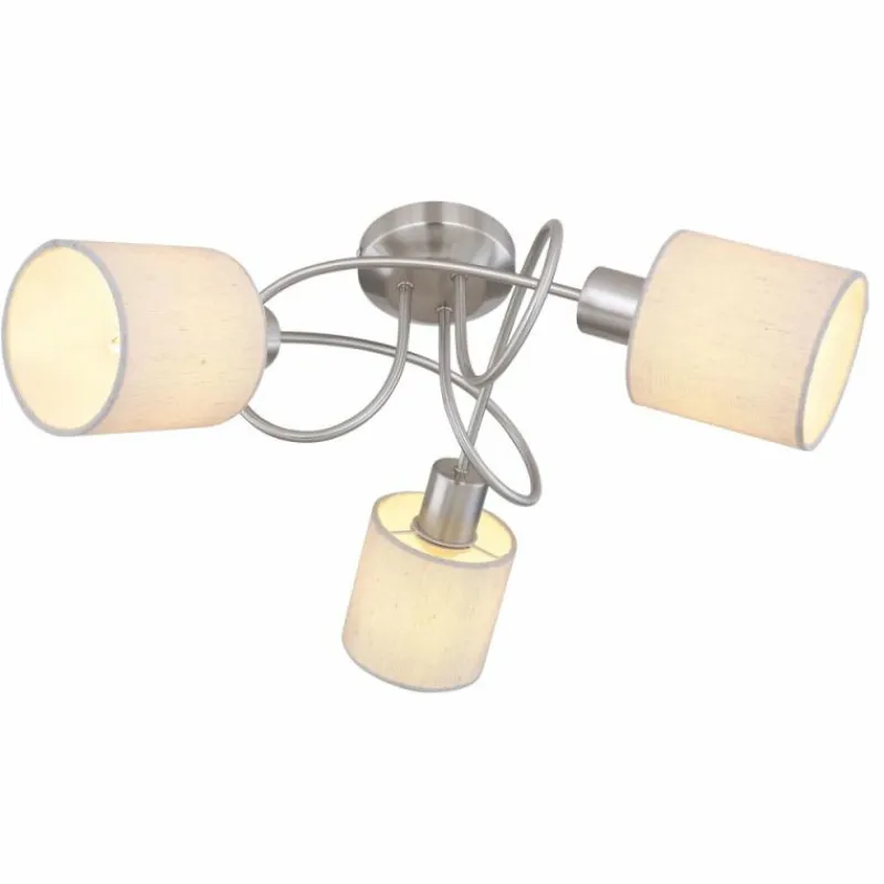 Lampes En Tissu-Luminaires Globo Lighting Plafonnier Globo AVA Nickel mat, 3 lumières