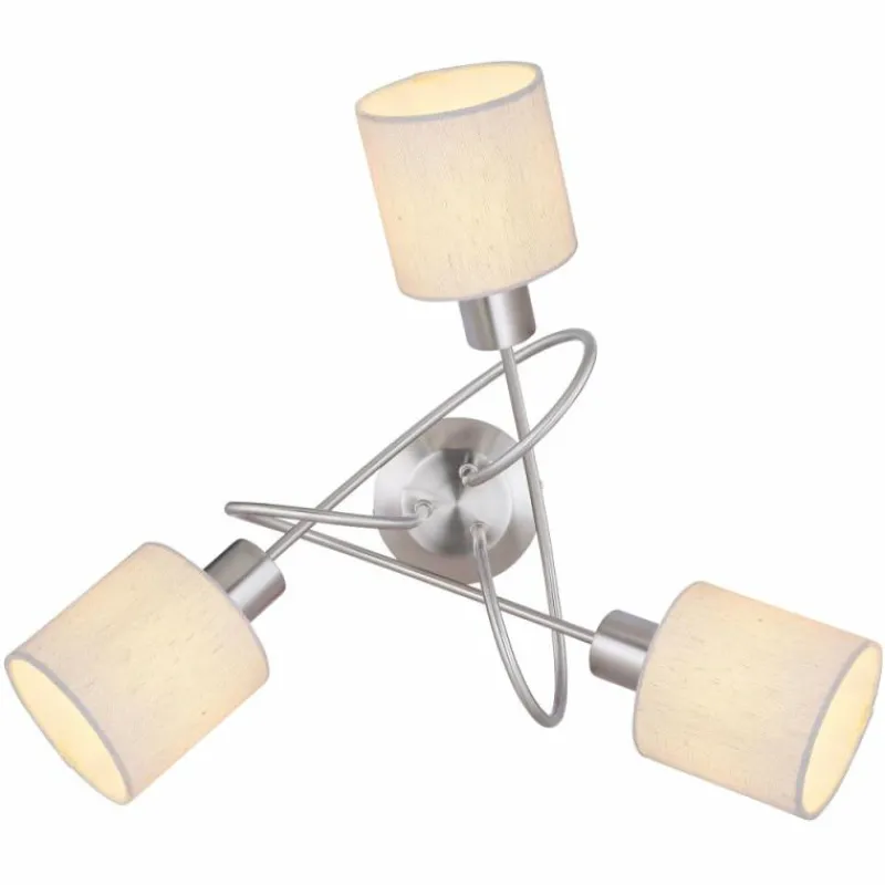 Lampes En Tissu-Luminaires Globo Lighting Plafonnier Globo AVA Nickel mat, 3 lumières