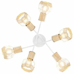 Lampes En Tissu-Luminaires Globo Lighting Plafonnier Globo BANA Blanc, 6 lumières