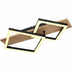 Lampes En Bois-Luminaires Globo Lighting Plafonnier Globo BEATRIX LED Couleur bois, Noir, 1 lumière