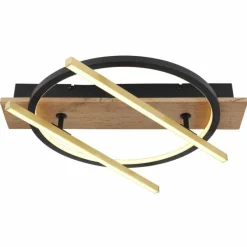 Lampes En Bois-Luminaires Globo Lighting Plafonnier Globo BEATRIX LED Couleur bois, Noir, 2 lumières