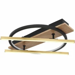 Lampes En Bois-Luminaires Globo Lighting Plafonnier Globo BEATRIX LED Couleur bois, Noir, 2 lumières