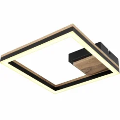 Lampes En Bois-Luminaires Globo Lighting Plafonnier Globo BEATRIX LED Couleur bois, Noir, 1 lumière