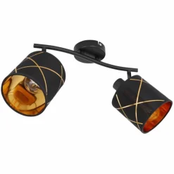 Lampes En Tissu-Luminaires Globo Lighting Plafonnier Globo BEMMO Noir, 2 lumières