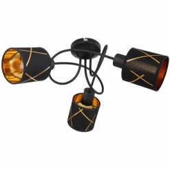 Lampes En Tissu-Luminaires Globo Lighting Plafonnier Globo BEMMO Noir, 3 lumières