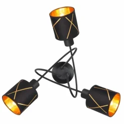 Lampes En Tissu-Luminaires Globo Lighting Plafonnier Globo BEMMO Noir, 3 lumières