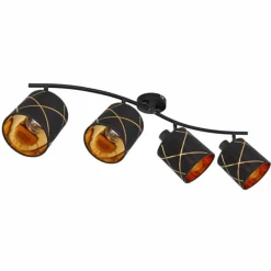Lampes En Tissu-Luminaires Globo Lighting Plafonnier Globo BEMMO Noir, 4 lumières