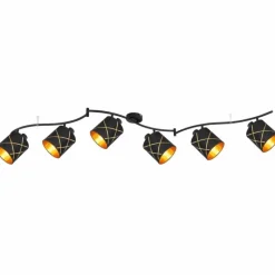 Lampes En Tissu-Luminaires Globo Lighting Plafonnier Globo BEMMO Noir, 6 lumières