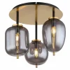 Suspension Verre Fumé-Luminaires Globo Lighting Plafonnier Globo BLACKY Laiton, Noir, 3 lumières