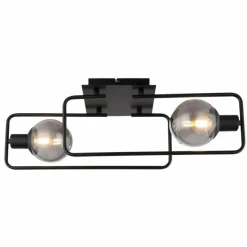 Suspension Verre Fumé-Luminaires Globo Lighting Plafonnier Globo BLAMA Noir, 2 lumières