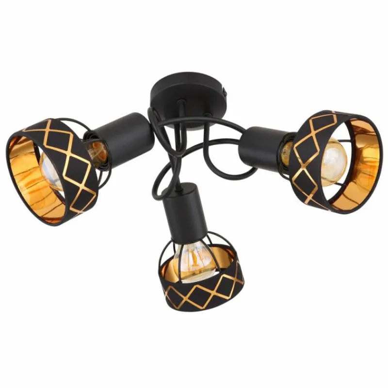 Lampes En Tissu-Luminaires Globo Lighting Plafonnier Globo BLANCA Noir, 3 lumières