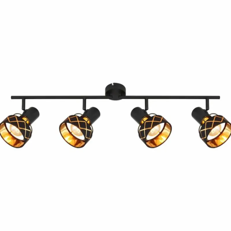 Lampes En Tissu-Luminaires Globo Lighting Plafonnier Globo BLANCA Noir, 4 lumières