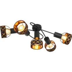 Lampes En Tissu-Luminaires Globo Lighting Plafonnier Globo BLANCA Noir, 5 lumières