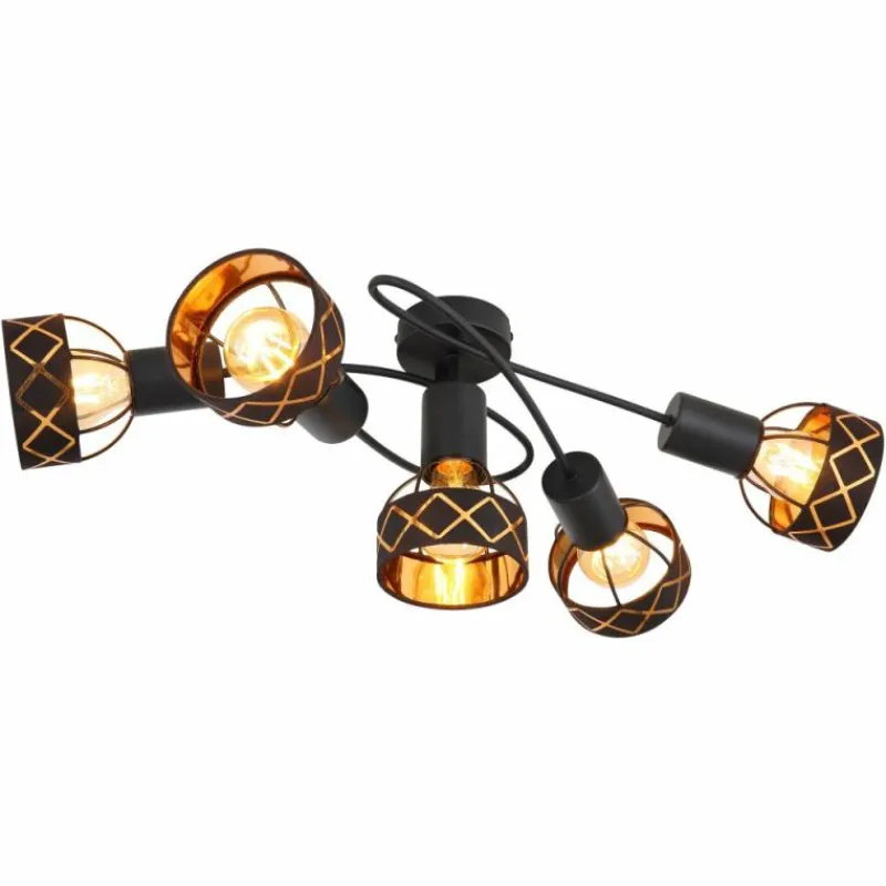 Lampes En Tissu-Luminaires Globo Lighting Plafonnier Globo BLANCA Noir, 5 lumières