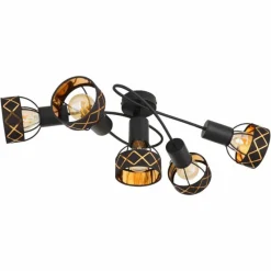 Lampes En Tissu-Luminaires Globo Lighting Plafonnier Globo BLANCA Noir, 5 lumières