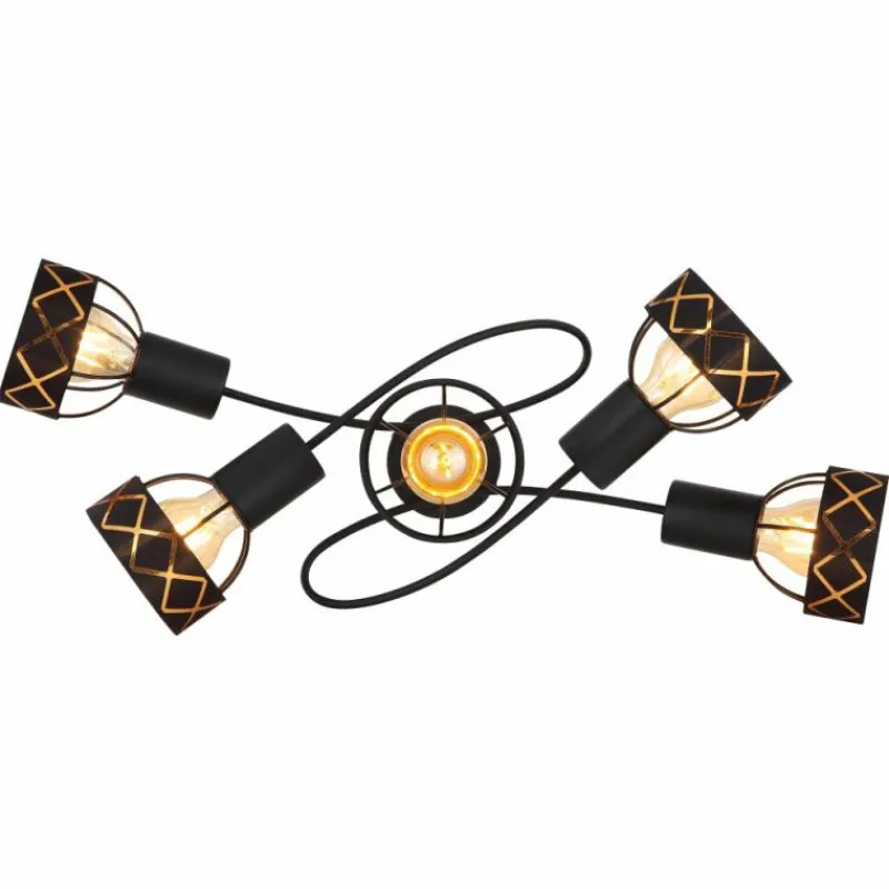 Lampes En Tissu-Luminaires Globo Lighting Plafonnier Globo BLANCA Noir, 5 lumières