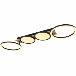 Lampes En Bois-Luminaires Globo Lighting Plafonnier Globo BOSSY LED Couleur bois, Noir, 1 lumière