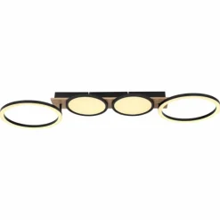 Lampes En Bois-Luminaires Globo Lighting Plafonnier Globo BOSSY LED Couleur bois, Noir, 1 lumière