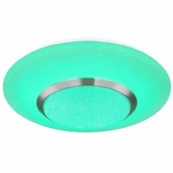 Luminaires Globo Lighting Plafonnier Globo CANDIDA LED Nickel mat, Blanc, 1 lumière, Télécommandes, Changeur de couleurs* Éclairage Led