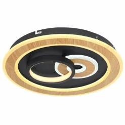 Luminaires Globo Lighting Plafonnier Globo CHESSY LED Couleur bois, Noir, Blanc, 1 lumière, Télécommandes