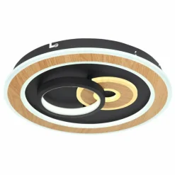 Luminaires Globo Lighting Plafonnier Globo CHESSY LED Couleur bois, Noir, Blanc, 1 lumière, Télécommandes