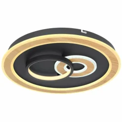 Luminaires Globo Lighting Plafonnier Globo CHESSY LED Couleur bois, Noir, Blanc, 1 lumière, Télécommandes