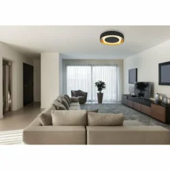 Lampes En Tissu-Luminaires Globo Lighting Plafonnier Globo CLARKE LED Noir, 1 lumière