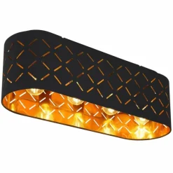 Lampes En Tissu-Luminaires Globo Lighting Plafonnier Globo CLARKE Noir, 4 lumières