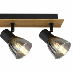 Suspension Verre Fumé-Luminaires Globo Lighting Plafonnier Globo CLAUDE Bois foncé, Noir, 4 lumières