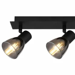 Suspension Verre Fumé-Luminaires Globo Lighting Plafonnier Globo CLAUDE Noir, 3 lumières