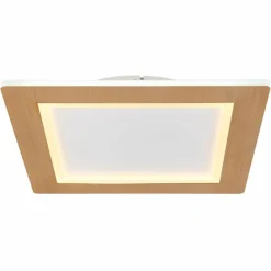Lampes En Bois-Luminaires Globo Lighting Plafonnier Globo CLAY LED Couleur bois, Blanc, 1 lumière