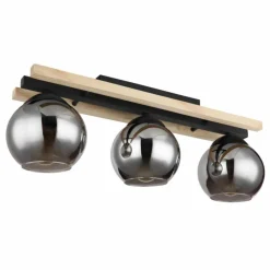 Suspension Verre Fumé-Luminaires Globo Lighting Plafonnier Globo CONNI Écru, Noir, 3 lumières