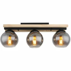 Suspension Verre Fumé-Luminaires Globo Lighting Plafonnier Globo CONNI Écru, Noir, 3 lumières