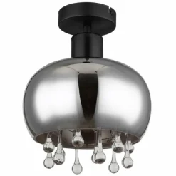 Suspension Verre Fumé-Luminaires Globo Lighting Plafonnier Globo CORRY Noir, 1 lumière