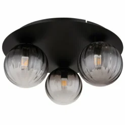 Suspension Verre Fumé-Luminaires Globo Lighting Plafonnier Globo DALLERTA Noir, 3 lumières